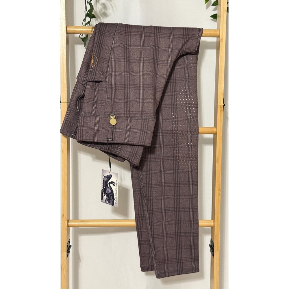 SYNK Riding Breeches Womens 2XL Brown Plaid Full Seat Equestrian Pants NWT